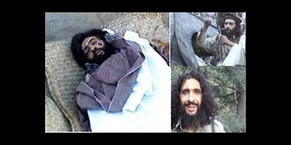 Amer Azizi, en Afganistán. A la izquierda, su cadáver.