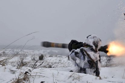 Ejercicios militares en la base de Yavoriv, el 28 de enero, en una foto facilitada por el Ejército ucranio.