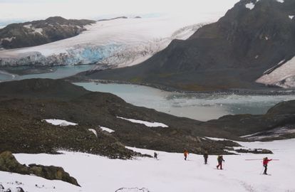 Glaciar Johnson, en la isla Livingston de la Antártida, en la ola de calor de febrero de 2020.