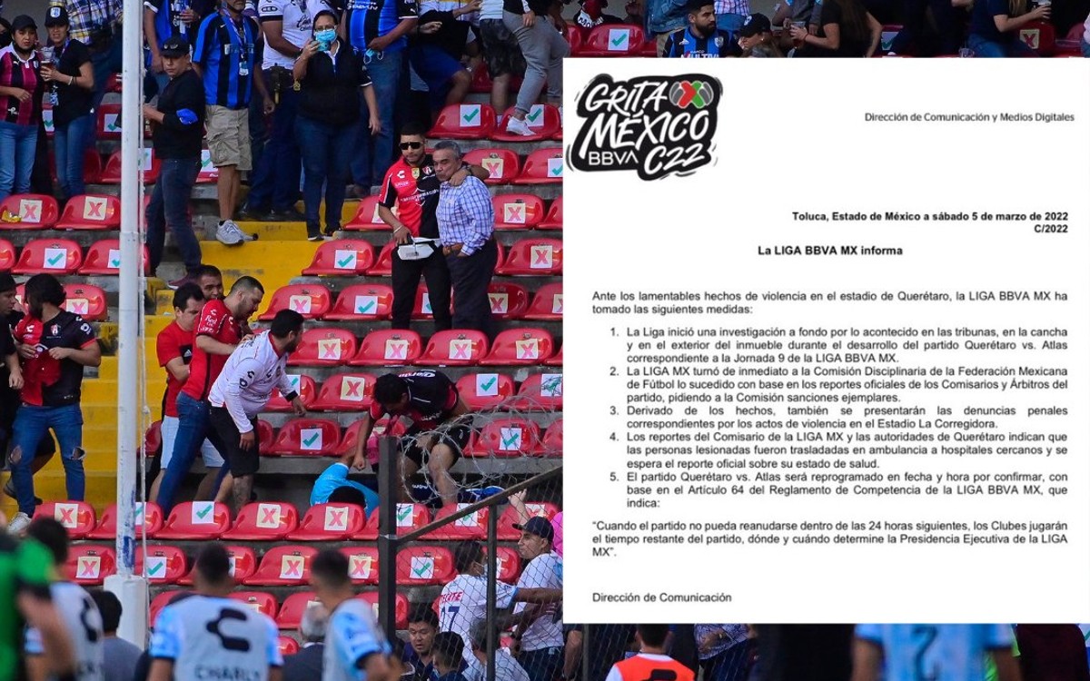 Abre Liga MX una ‘investigación a fondo’ a raíz de la violencia en el Estadio Corregidora | Tuit
