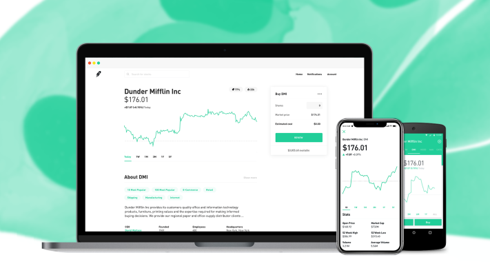 El comercio de acciones de Robinhood llega a la web con noticias financieras para sus usuarios de 3M