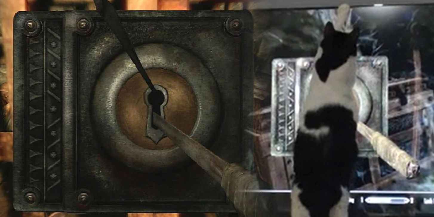 El gato de Skyrim Player ayuda a abrir cerraduras en un video adorable