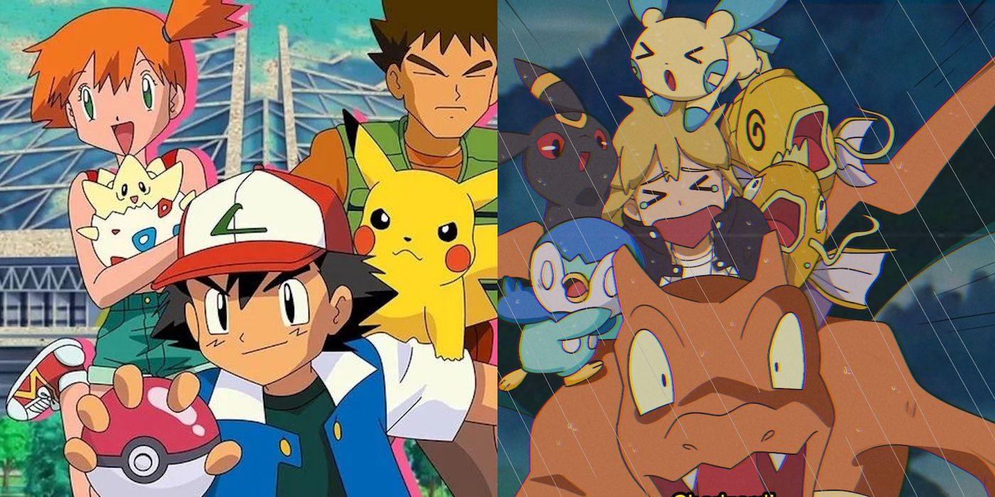El viaje del jugador de Pokémon BDSP recreado en el estilo artístico de un programa de televisión