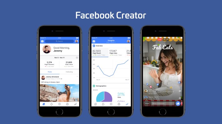 Facebook lanza la aplicación Creator para personas influyentes para crear comunidades de video
