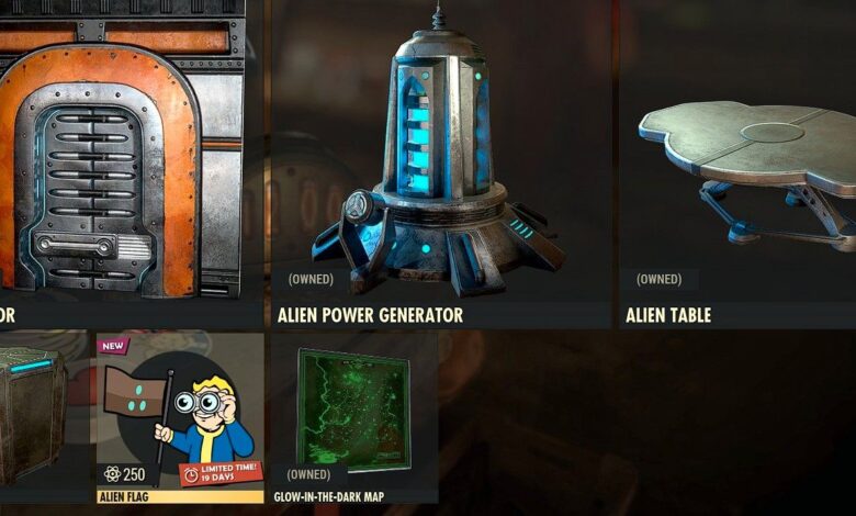 Fallout 76 elimina silenciosamente el gesto Alien Flag del lote Atomic Shop