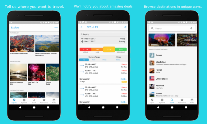 Hitlist aterriza en Android para ayudarlo a encontrar ofertas de viajes económicas