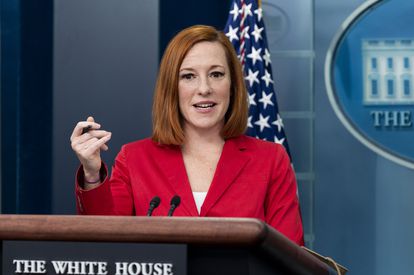 La portavoz de la Casa Blanca, Jen Psaki, en la rueda de prensa de este lunes.