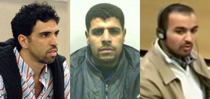 Jamal Zougam, Abdelilah Hriz y Othman El Gnaoui, los tres autores materiales 'oficiales' del 11-M que están vivos.