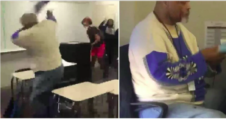 VIDEO: Alumno agrede a maestro al arrojarle silla a la cabeza