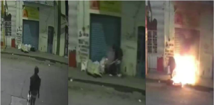 VIDEO: Prenden fuego a un hombre indigente cuando dormía, agresión quedó grabada