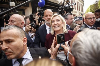 Marine Le Pen, este martes en Vernon (Normandía).