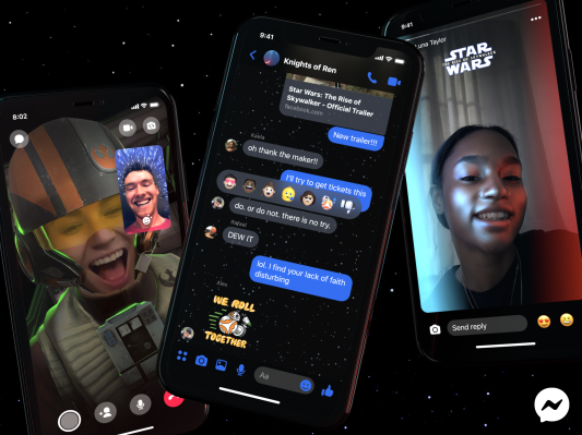 Messenger de Facebook agrega características con temas de Star Wars y efectos AR