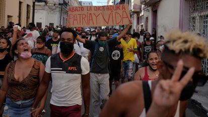 Protesta contra el Gobierno en La Habana, Cuba, el 11 de julio de 2021.