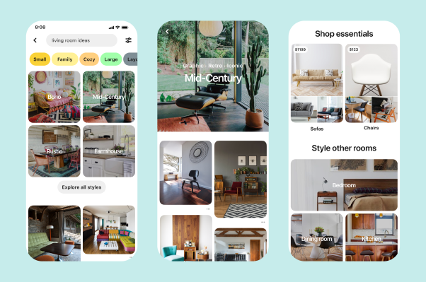 Pinterest agrega nuevas pestañas de 'Comprar' conectadas al inventario en stock, guías de estilo y más