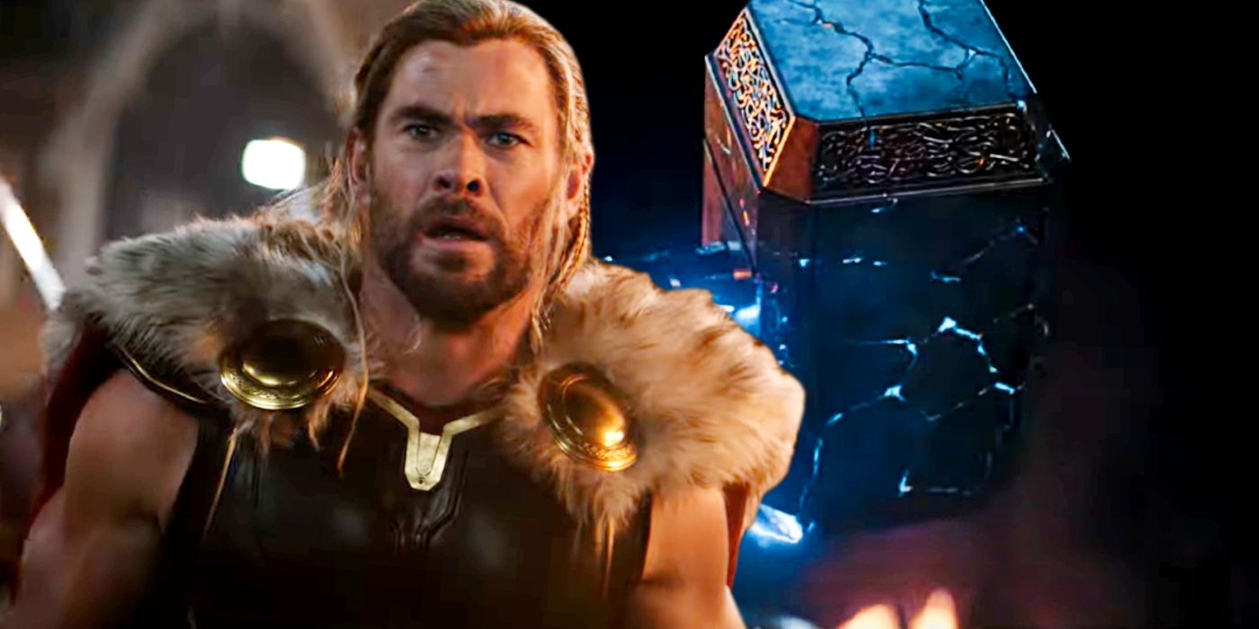 Por qué Mjolnir tiene marcas azules y grietas en Thor: Love & Thunder