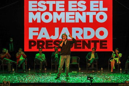 Sergio Fajardo en un acto de campaña, el pasado 30 de marzo en el teatro Astor Plaza de Bogotá.