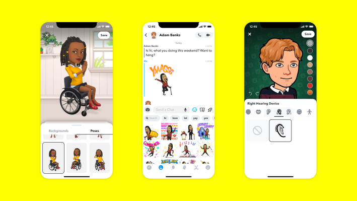 Snapchat agrega nuevos dispositivos de asistencia para los avatares de Bitmoji, incluidos audífonos y más