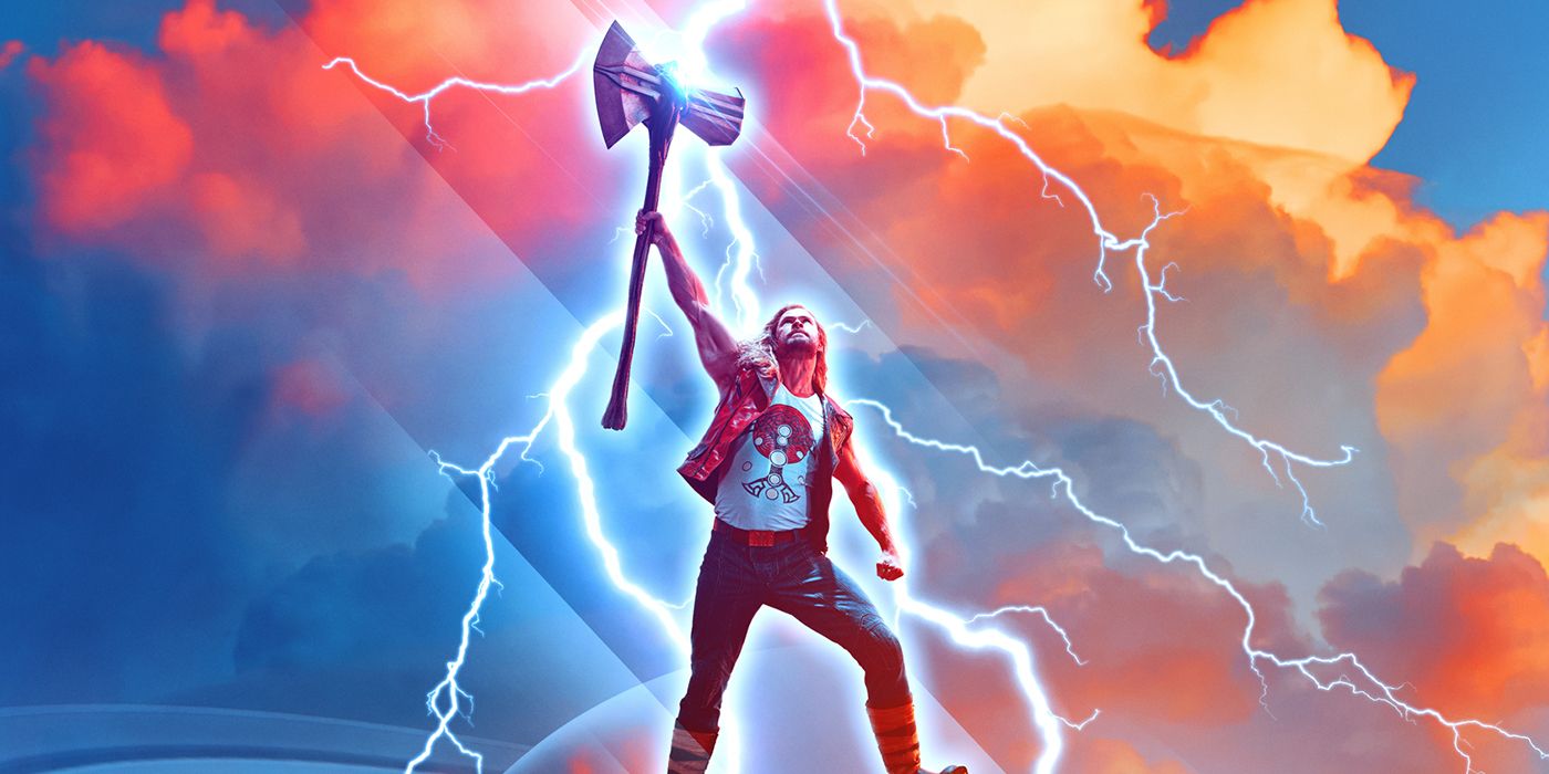 Thor usa Stormbreaker en el póster de la película First Love & Thunder