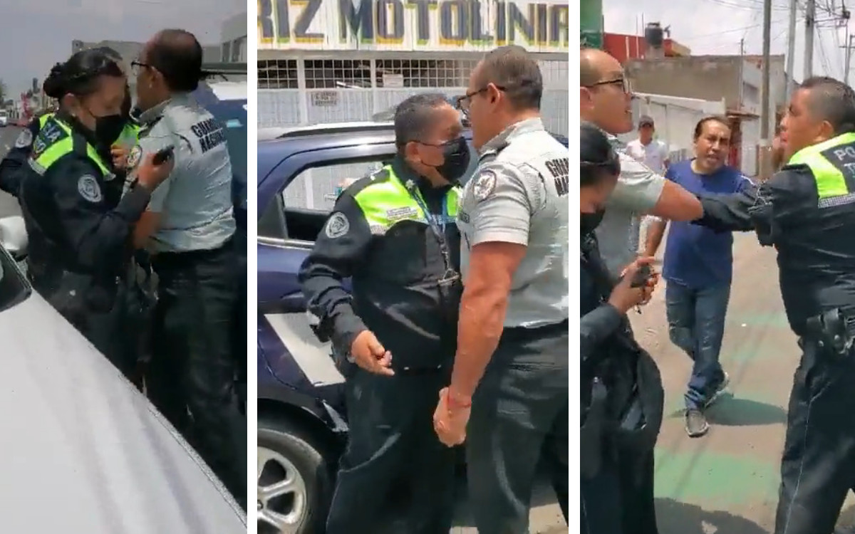 Video: Uniformado golpea a policías de tránsito de Puebla… pero no es de la Guardia Nacional