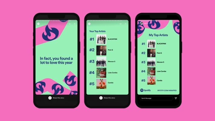 Wrapped 2021 de Spotify llega con videomensajes de artistas, Blend y hasta un juego