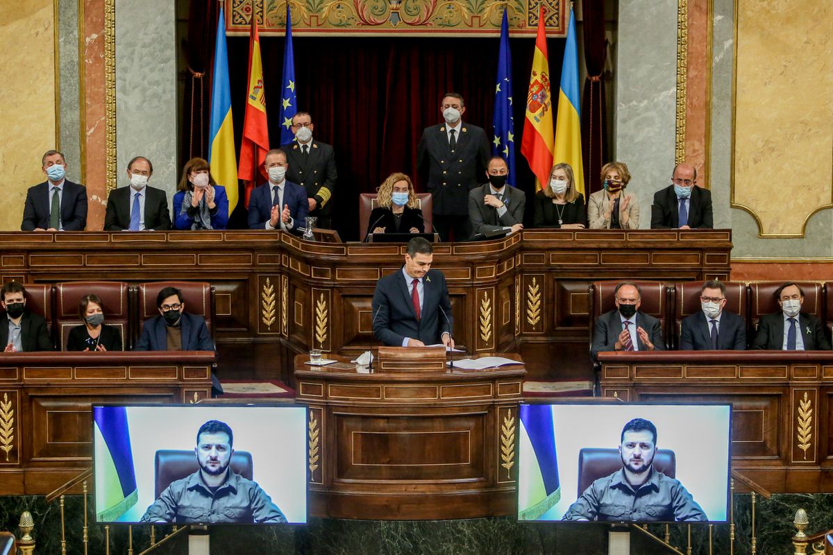 Zelenski invoca el bombardeo de Gernika ante el Congreso español y pide dureza contra Rusia