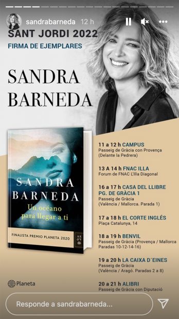 Sandra Barneda en Sant Jordi / Instagram