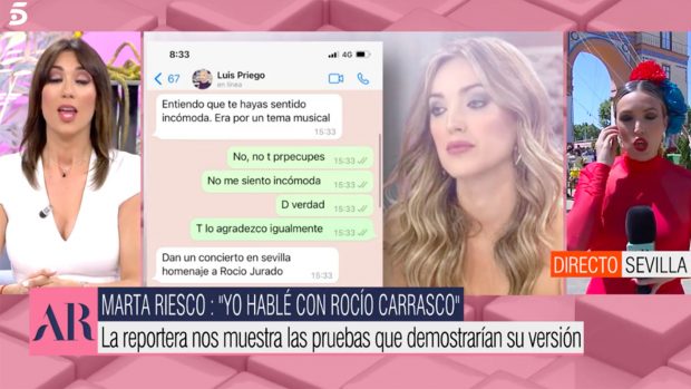 Marta Riesco muestra los mensajes con Luis Pliego / Telecinco