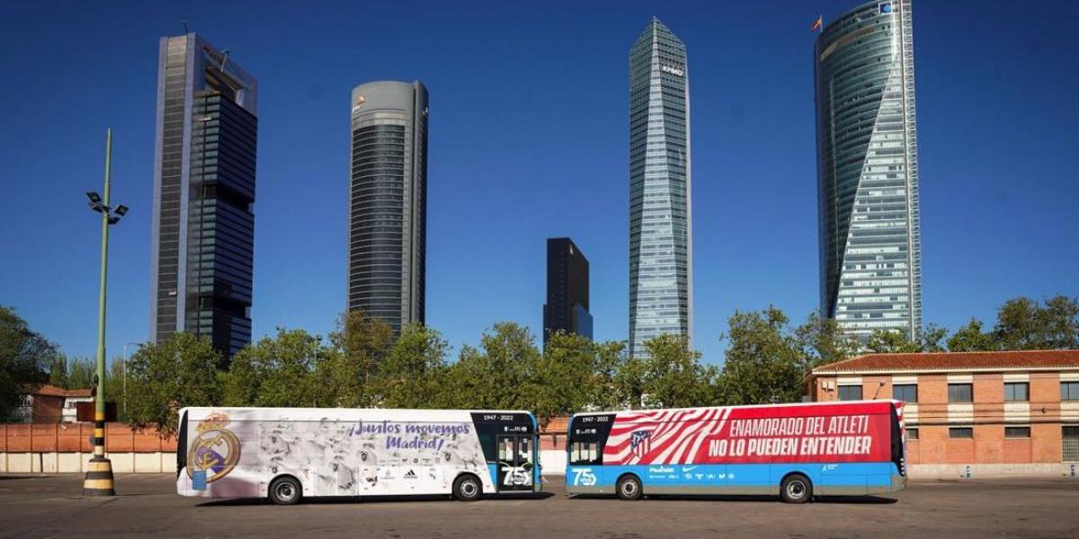 Así son los autobuses públicos electricos con los que Atleti y Real Madrid irán al derbi