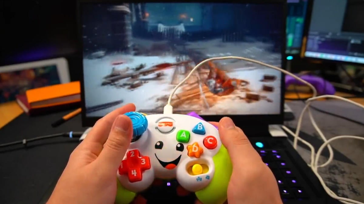 Controlador de juguete Fisher-Price modificado en el controlador de Xbox que funciona