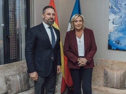 Santiago Abascal y Marine Le Pen, el pasado 28 de enero en Madrid, en una imagen de la cuenta de Instagram de Vox.