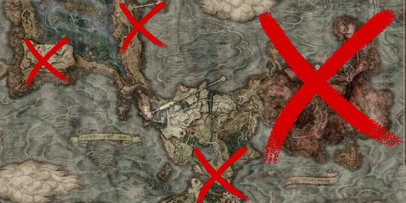 El mapa de Elden Ring de áreas no opcionales es sorprendentemente pequeño
