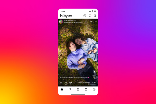 Instagram está probando un feed de inicio de pantalla completa