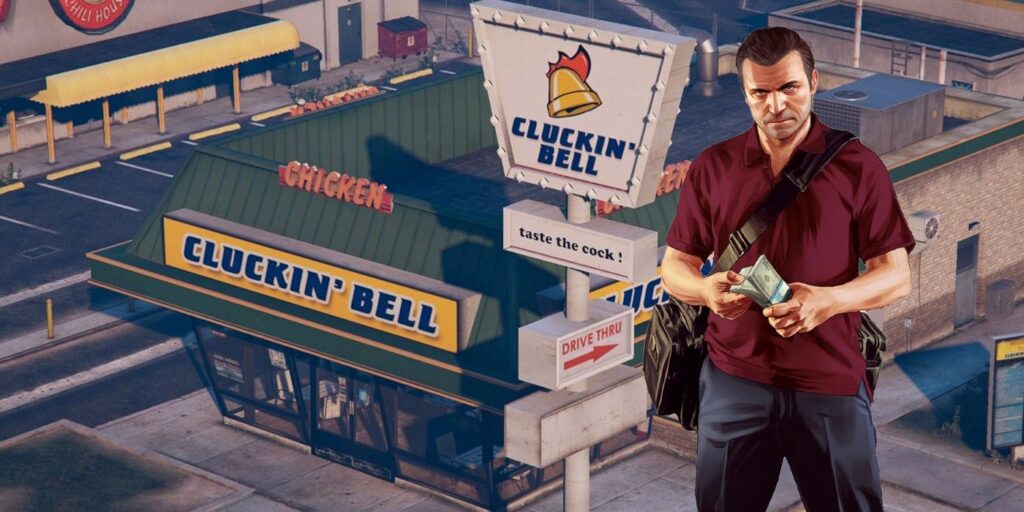 Traje de cosplay de Michael Actor Ned Luke Dons Cluckin' Bell de GTA 5