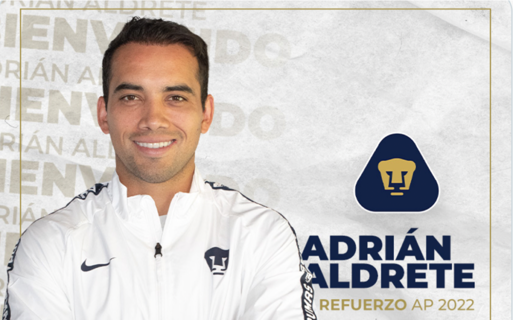 Anuncia Pumas a Adrián Aldrete como refuerzo para el Apertura 2022 | Tuit