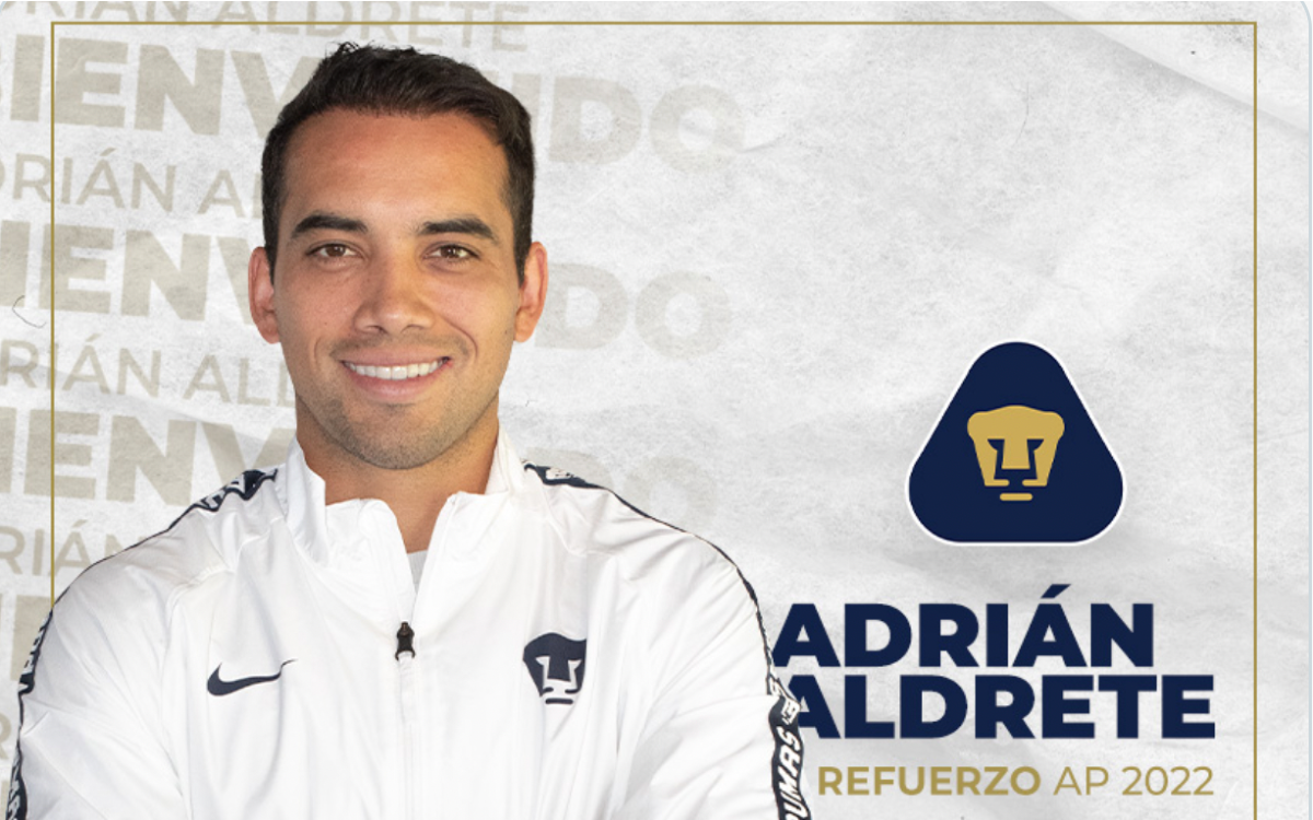 Anuncia Pumas a Adrián Aldrete como refuerzo para el Apertura 2022 | Tuit