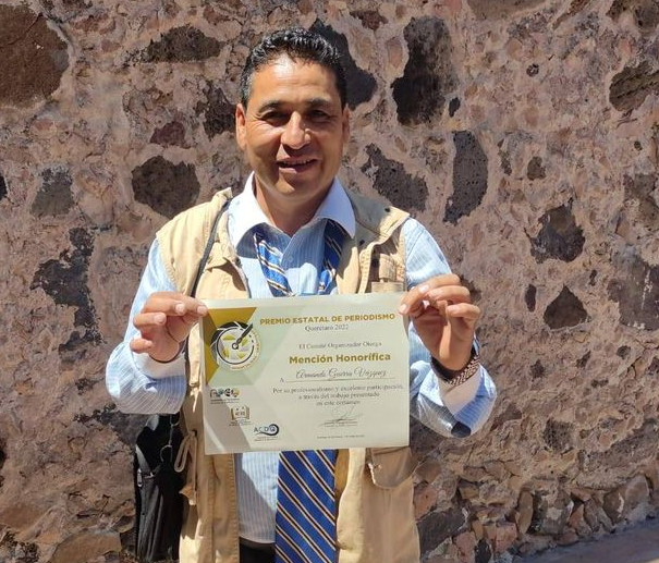 Armando Guerra logra Mención Honorífica dentro del Premio Estatal de Periodismo Querétaro 2022