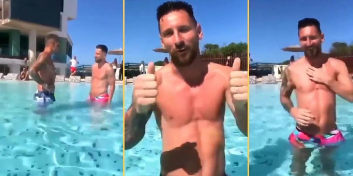 Así reacciona Messi cuando es pillado infraganti en una piscina