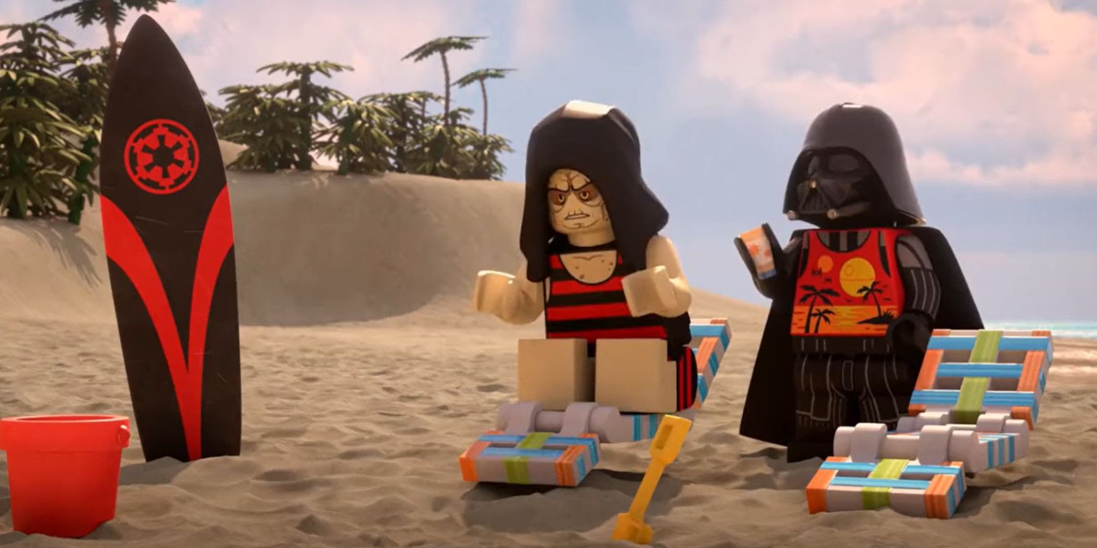 El emperador Palpatine se broncea en el tráiler de vacaciones de verano de LEGO Star Wars