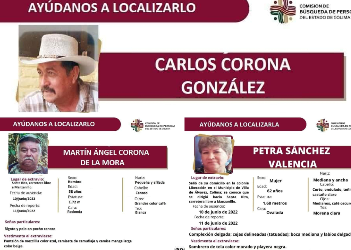 Encuentran asesinadas a tres personas reportadas como desaparecidas en Colima