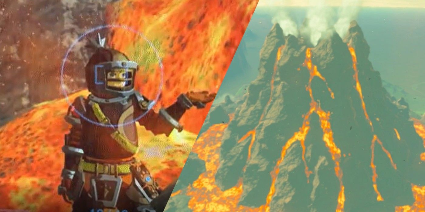 Jugador de BOTW descubre lava de la Montaña de la Muerte que fluye hacia atrás