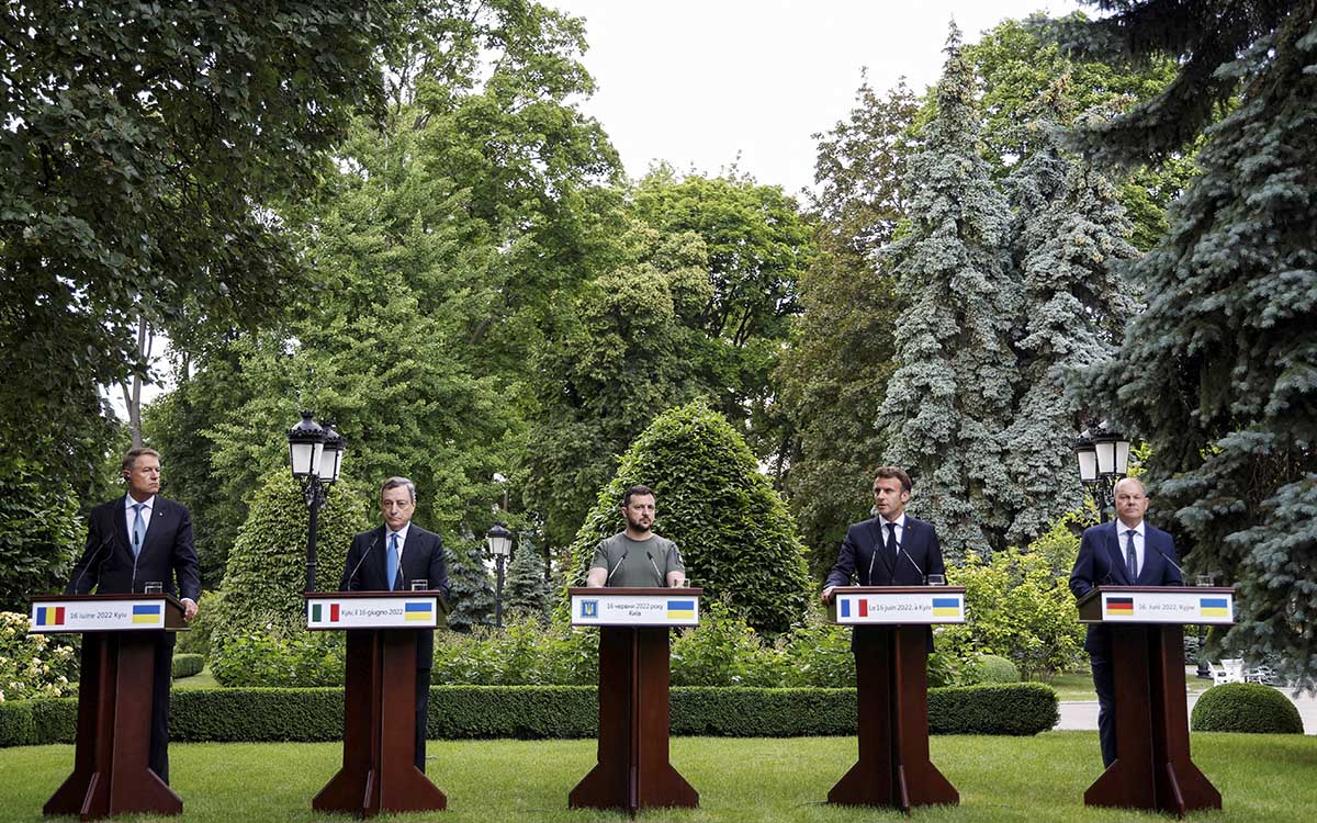 Macron, Scholz, Draghi y Iohannis piden desde Kiev otorgar ‘inmediatamente’ a Ucrania el status de candidato a la UE