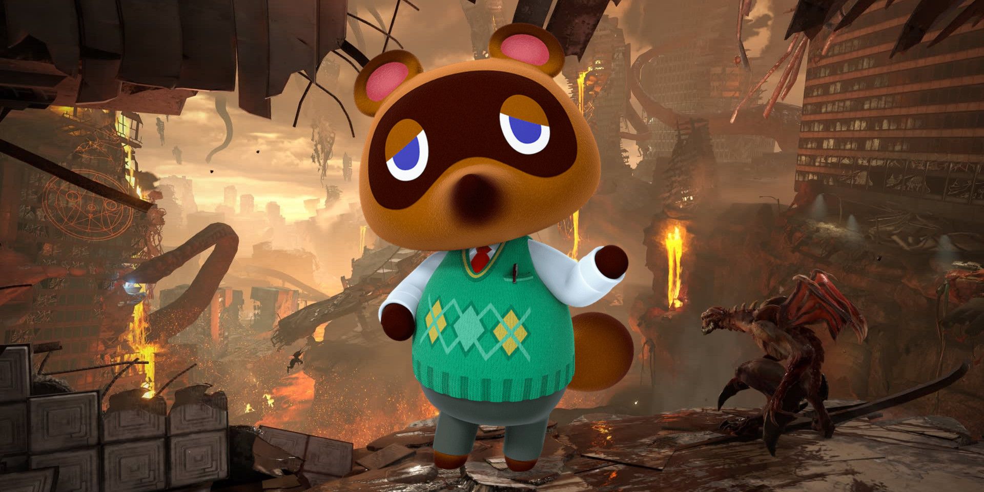 Tom Nook de Animal Crossing se muestra como el diablo en el fan art de la carta del tarot