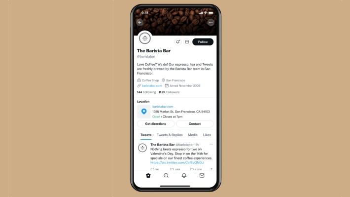 Twitter ahora permite que las empresas locales muestren la ubicación, el horario y la información de contacto en sus perfiles