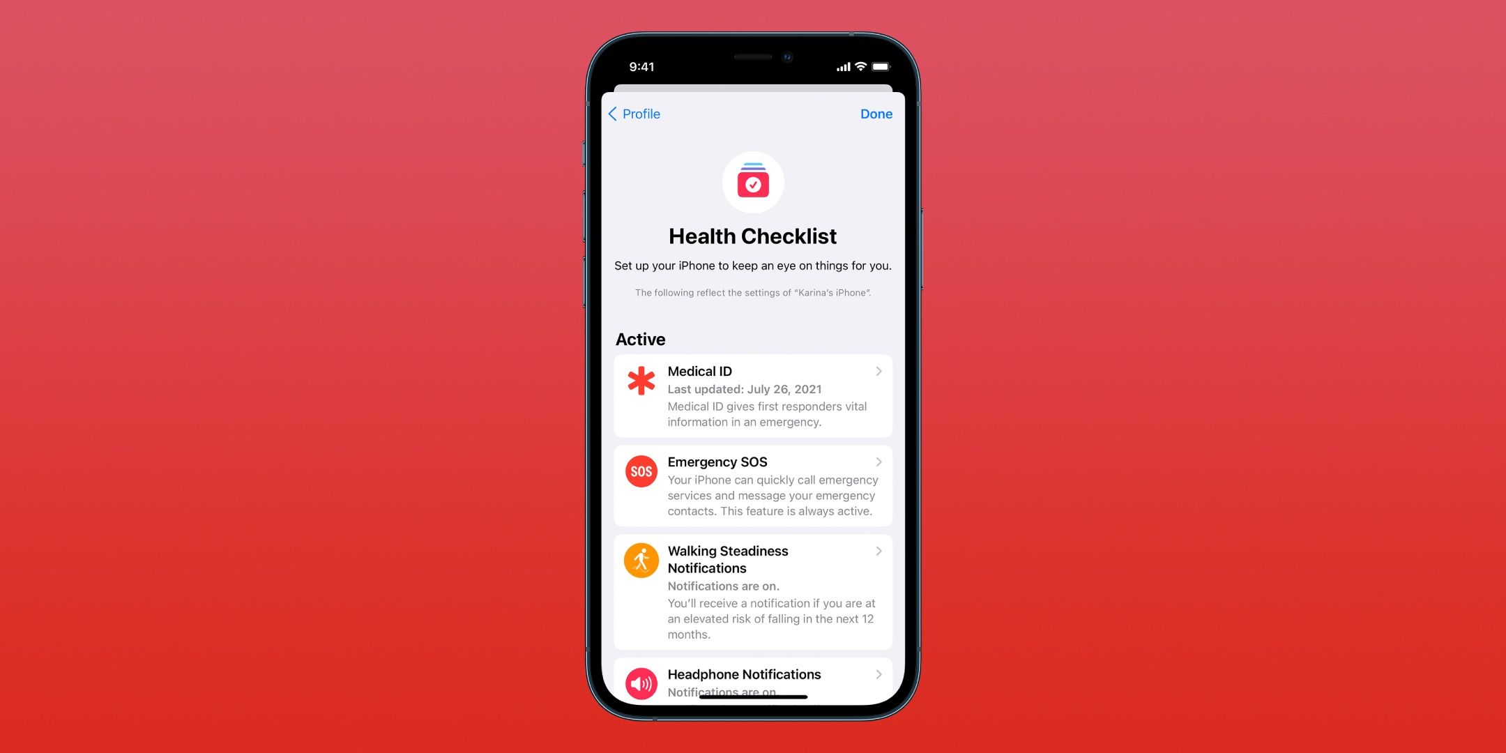 Cómo ver su lista de verificación de salud en iPhone