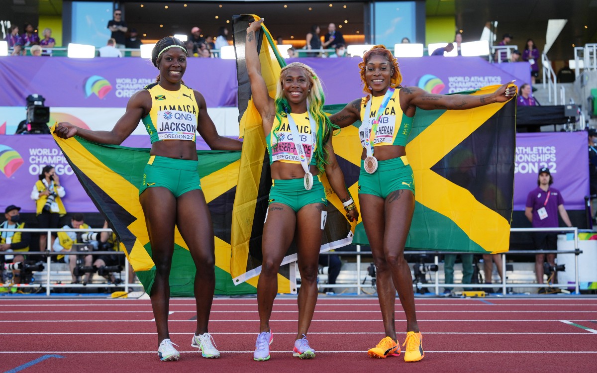 Eugene 2022: Jamaica hace el 1-2-3 en los 100 metros planos femenil  | Video
