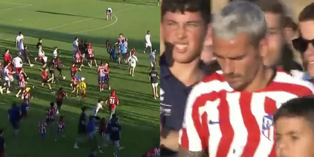 Invasión de campo y el gesto de un hincha que a Griezmann no le gustó nada