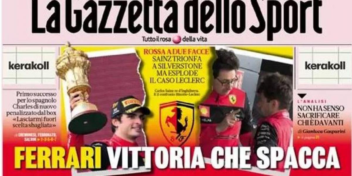 Italia: Triunfo de Sainz, "división en Ferrari" y "estalla el caso Leclerc"