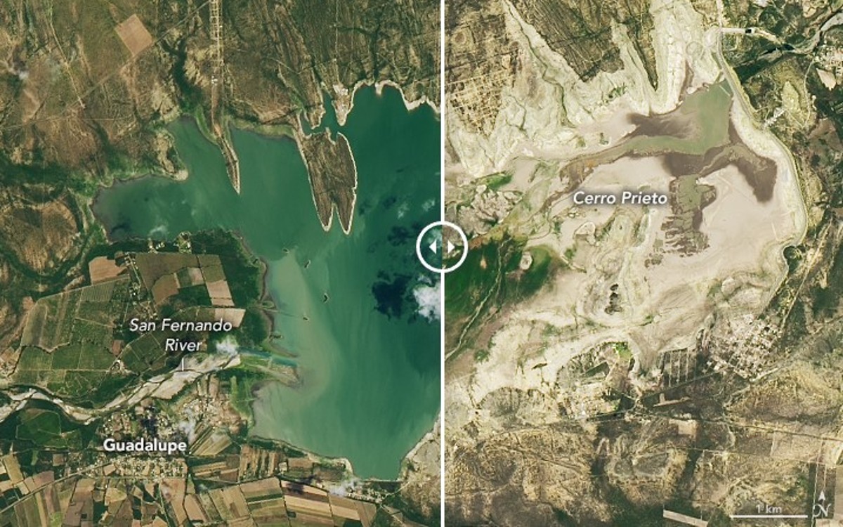 NASA revela el antes y después de la sequía en presa de Cerro Prieto, Nuevo León | Imágenes