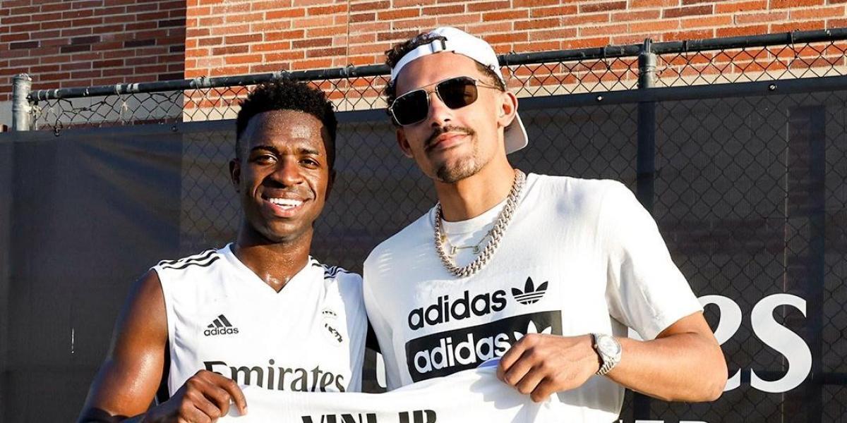 Trae Young visita al Real Madrid y a su amigo Vinicius en UCLA