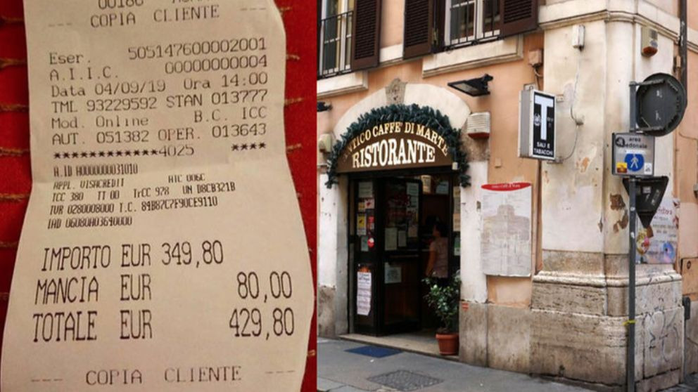 Turistas estafados pagan 429 euros por dos platos de pasta